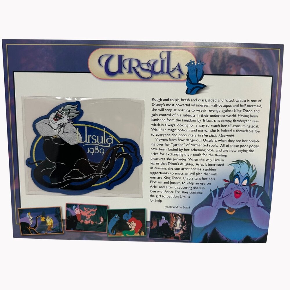 Willabee & Ward Disney Villain Ursula 1989 Collectible Patch & Card